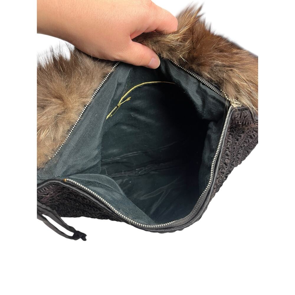 1940's-1950's Vintage Double Brown Silver Fox Hand Muff Bag Fur - Picture 8 of 12